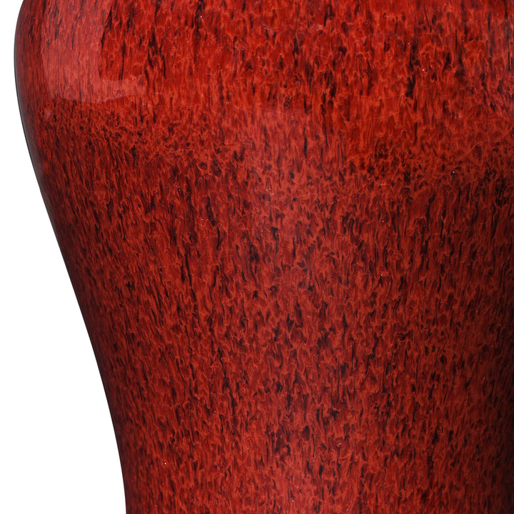Texture Detail From Yaobian Ice Red Flambe Porcelain Gu Vase | Indigo Antiques