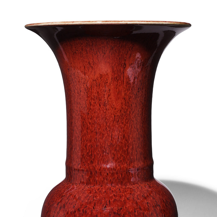 Neck Detail From Yaobian Ice Red Flambe Porcelain Gu Vase | Indigo Antiques