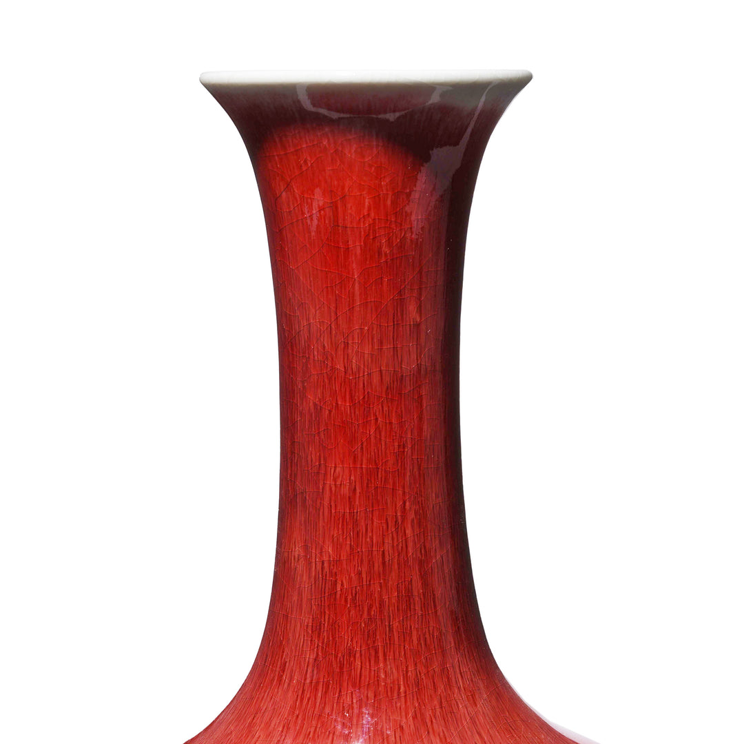 Neck Detail From Sang De Boeuf Porcelain Tianqiuping Vase - Large | Indigo Antiques