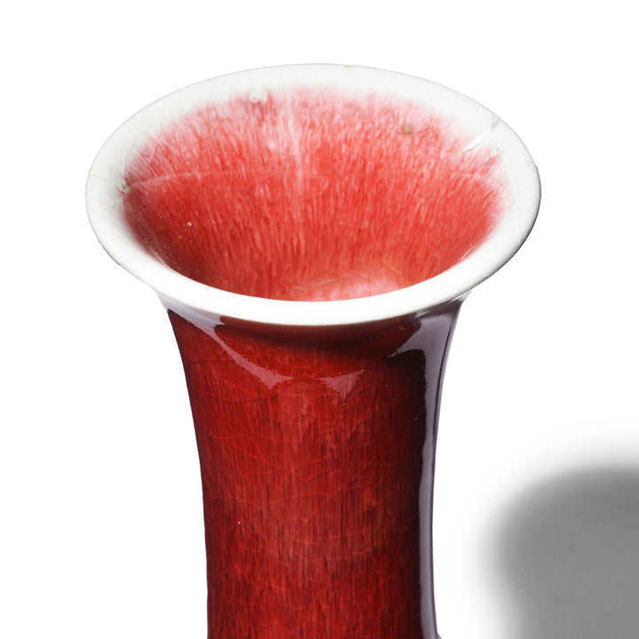 Rim Detail Of Sang De Boeuf Porcelain Tianqiuping Vase - Large | Indigo Antiques