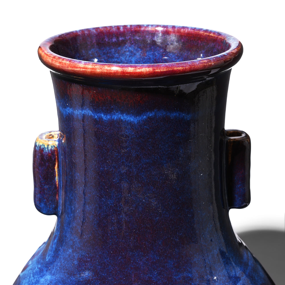 Neck Detail From Yaobian Dark Blue Flambe Porcelain Flower Vase | Indigo Antiques