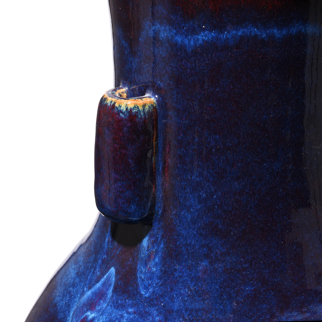 Handle Detail From Yaobian Dark Blue Flambe Porcelain Flower Vase | Indigo Antiques