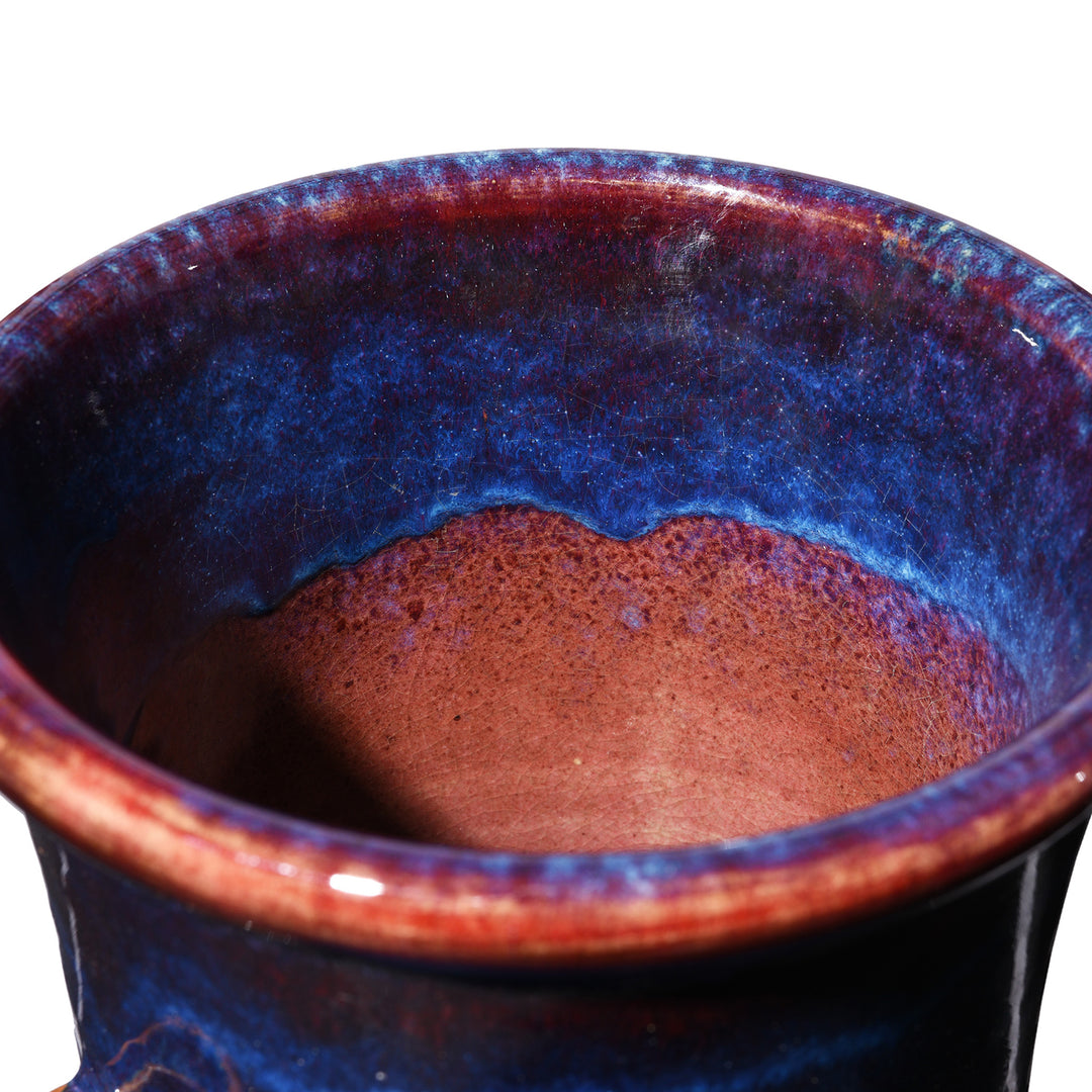 Glaze Detail From Yaobian Dark Blue Flambe Porcelain Flower Vase | Indigo Antiques
