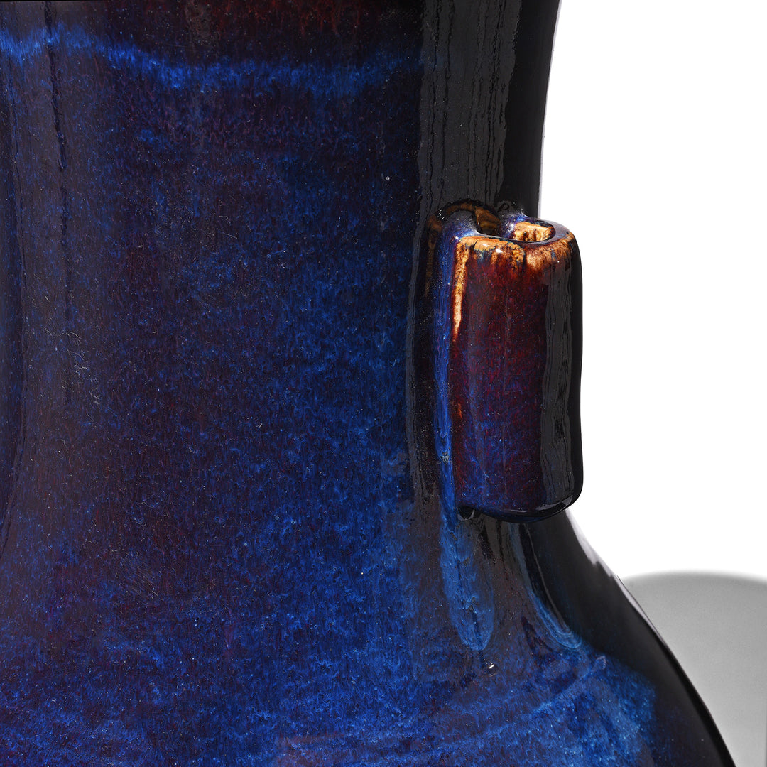 Handle Detail From Yaobian Dark Blue Flambe Porcelain Flower Vase | Indigo Antiques
