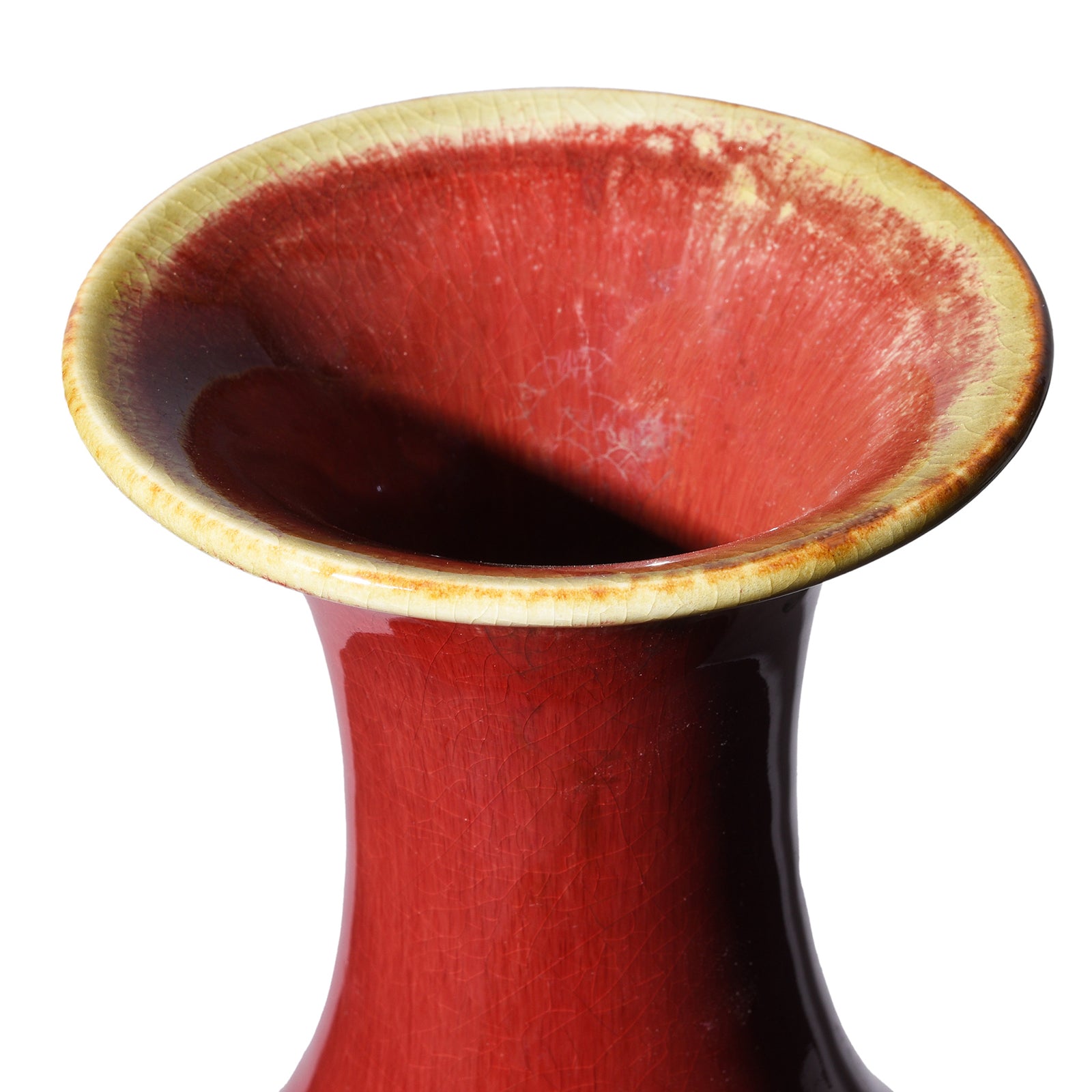 Rim Detail From Sang De Boeuf Porcelain Yuhuchunping Vase | Indigo Antiques