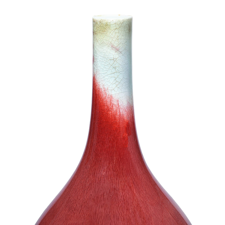 Sang De Boeuf Porcelain Danping Vase With Crackled Red Glaze Handmade In Jingdezhen