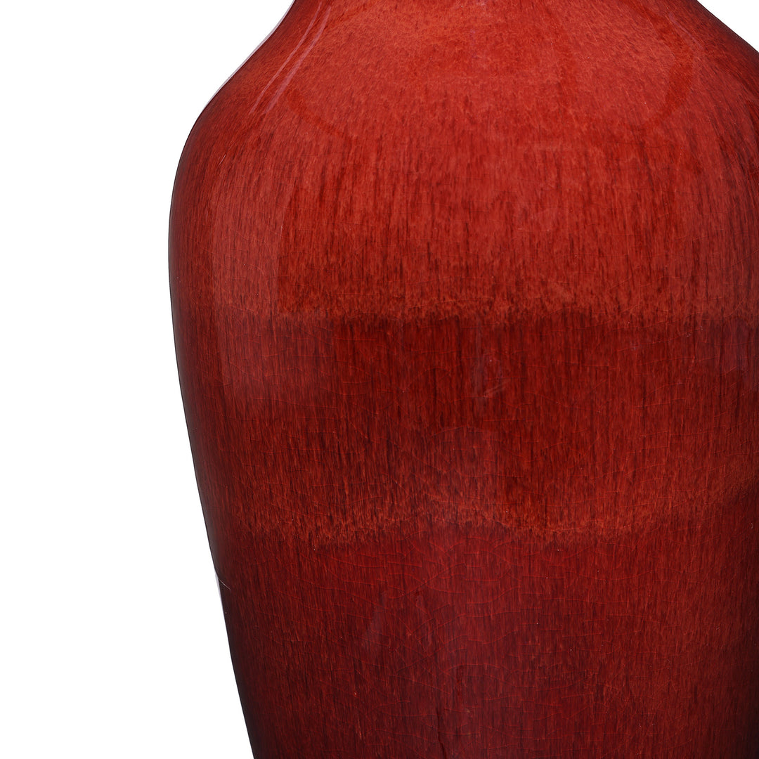 Texture Detail From Sang De Boeuf Porcelain Fengweizun Vase | Indigo Antiques