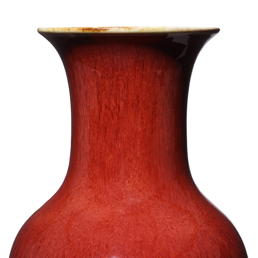 Neck Detail From Sang De Boeuf Porcelain Fengweizun Vase | Indigo Antiques