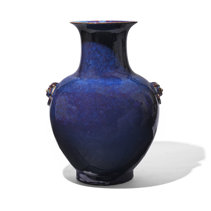 Yaobian Dark Blue Flambe Porcelain Flower Vase | Indigo Antiques