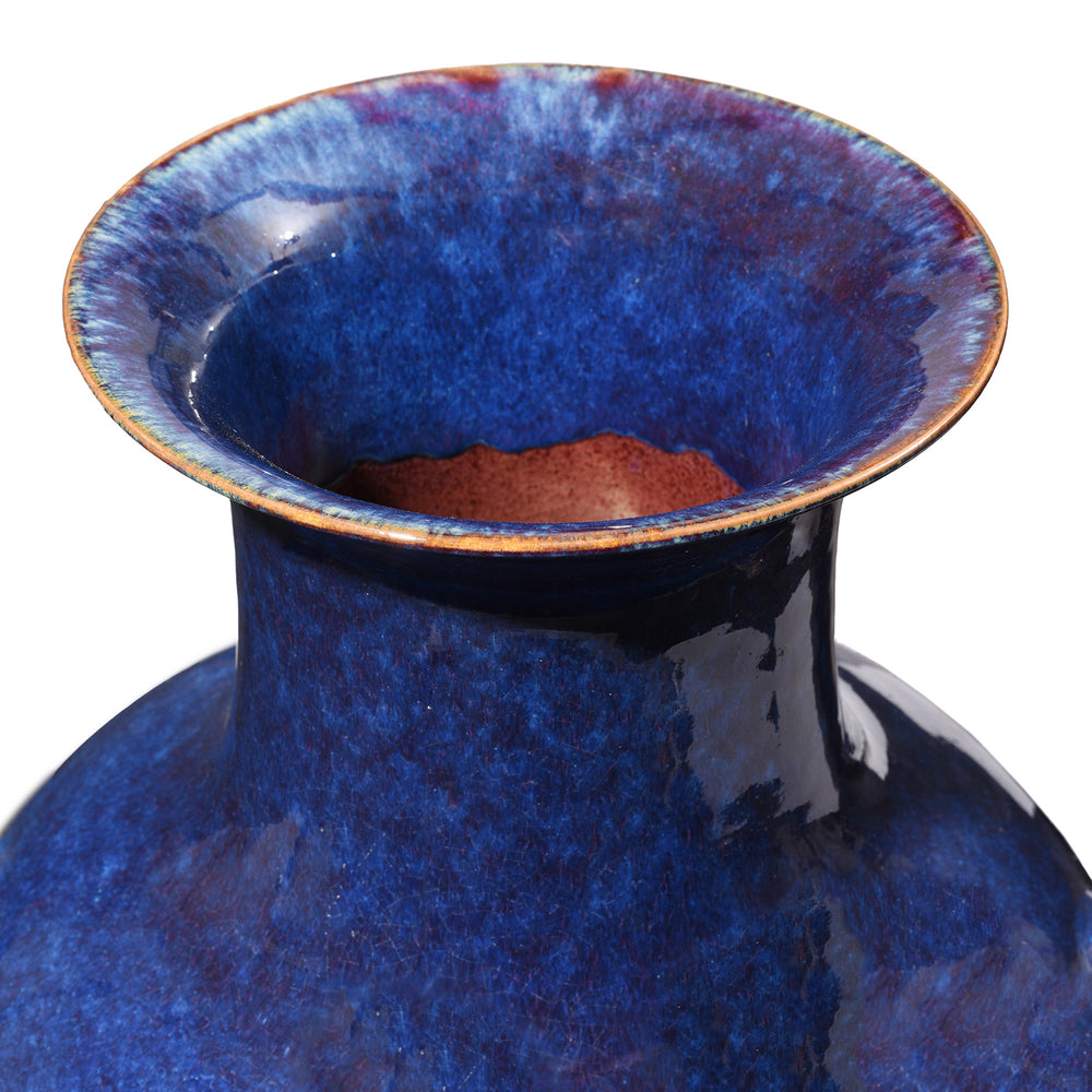 Rim Detail From Yaobian Dark Blue Flambe Porcelain Flower Vase | Indigo Antiques