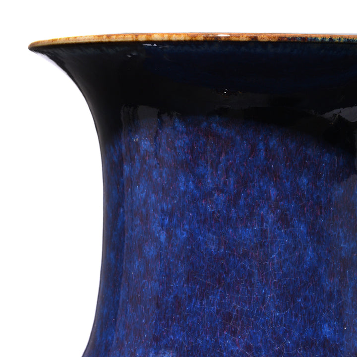 Rim And Glaze Detail From Yaobian Dark Blue Flambe Porcelain Flower Vase
