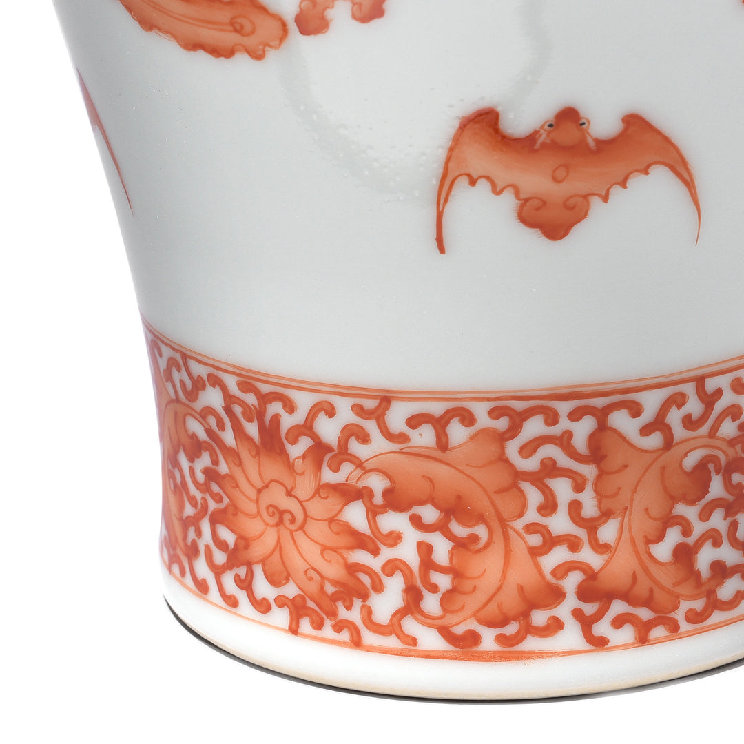 Base Detail From Burnt Orange Porcelain Meiping Vase - Dragon & Phoenix | Indigo Antiques