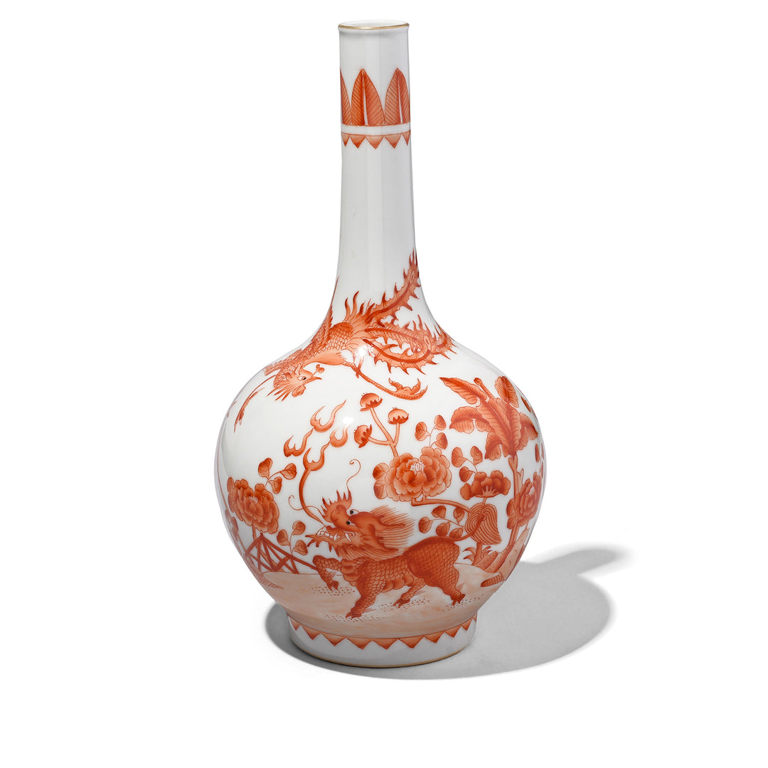 Burnt Orange Porcelain Danping Vase - Phoenix & Quilin Design | Indigo Antiques