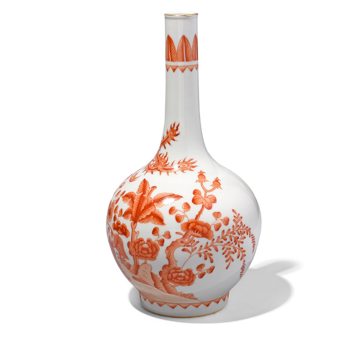 Back Of Burnt Orange Porcelain Danping Vase - Phoenix & Quilin Design | Indigo Antiques