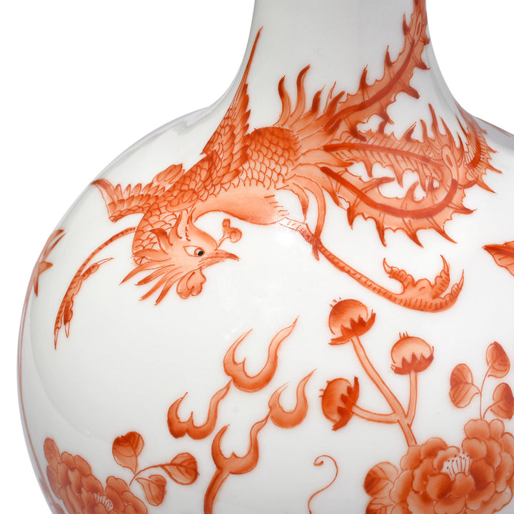 Phoenix Design Burnt Orange Porcelain Danping Vase - Phoenix & Quilin Design | Indigo Antiques