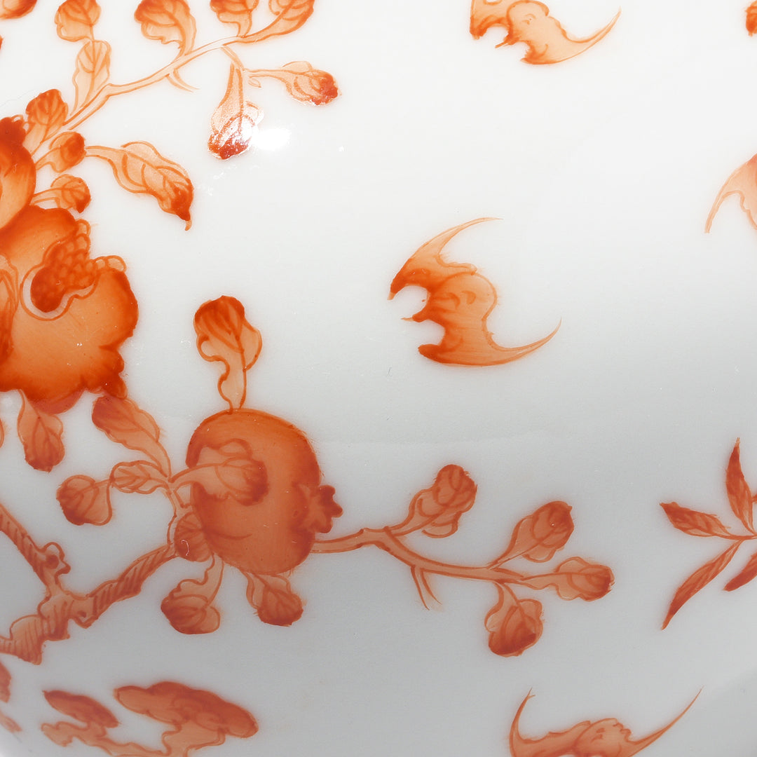Bats Detail From Burnt Orange Porcelain Flower Vase With Bats | Indigo Antiques