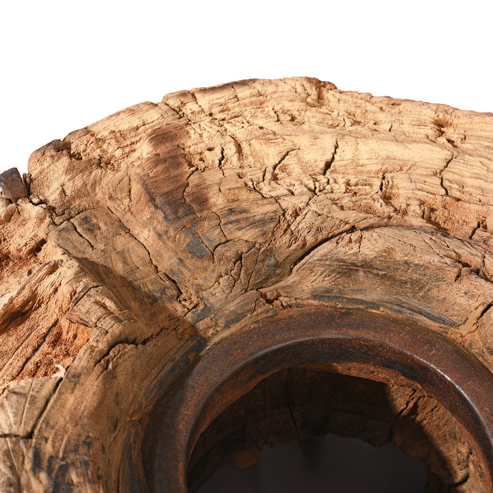 Detail From RIm Of Antique Elm Wheel Hub From Shanxi | Indigo Antiques
