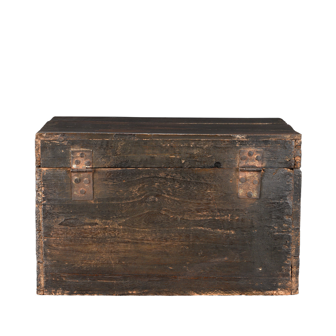 Back Of Antique Painted Chinese Foo Dog & Child Wedding Box | Indigo Antiques