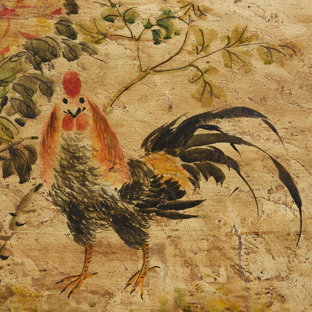 Cockerel Detail From Painted Cockerel Opera Chest From Shanxi Province | Indigo Antiques