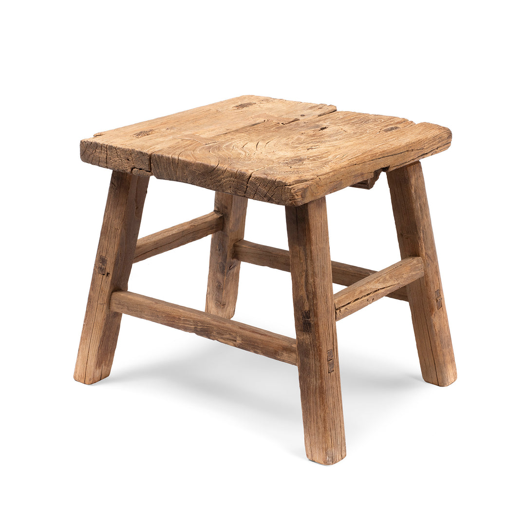 Rustic Farmhouse Elm Stool | Indigo Antiques 