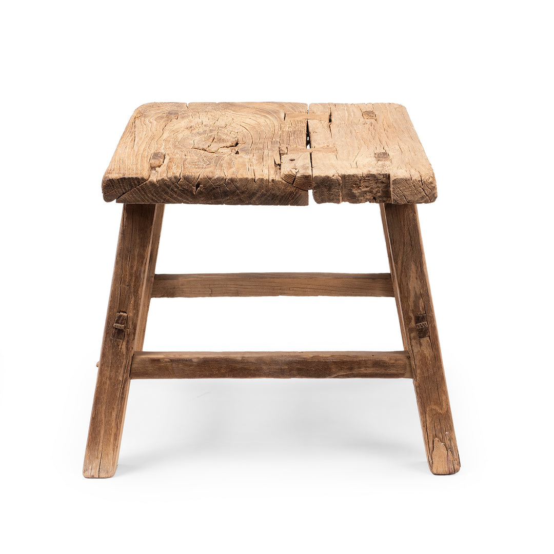 Rustic Farmhouse Elm Stool | Indigo Antiques 