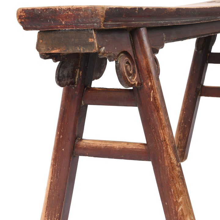 Joinery Detail From Antique Elm Chinese Spring Bench From Shanxi Province | Indigo Antiques