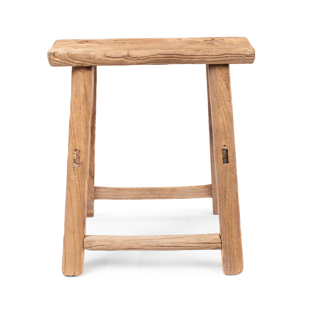 Antique Rustic Farmhouse Elm Stool | Indigo Antiques 