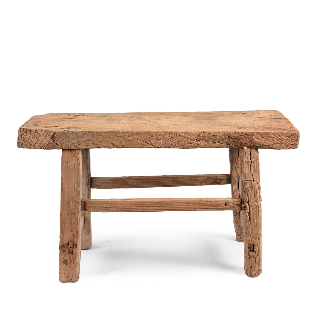 Side View Of Bleached Elm Farmers Stool - 19th Century