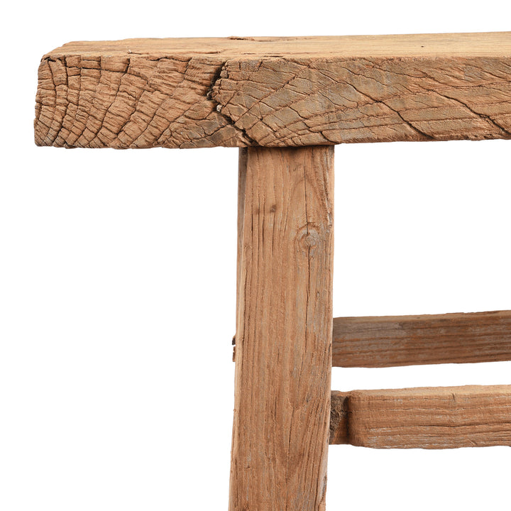 Detail View Of Wood Joint Of Bleached Elm Farmers Stool - 19th Century