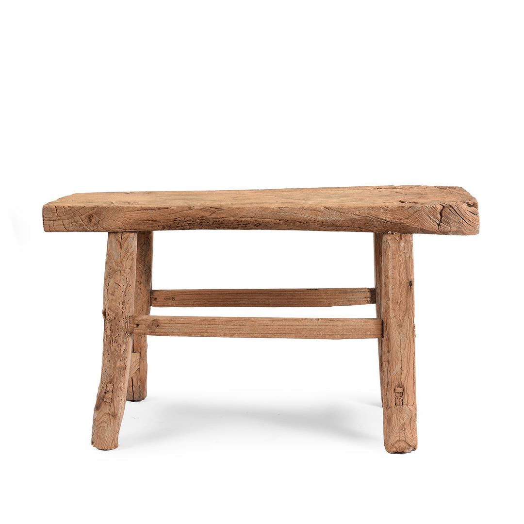 Old Chinese Bleached Elm Farmers Stool - 19th Century