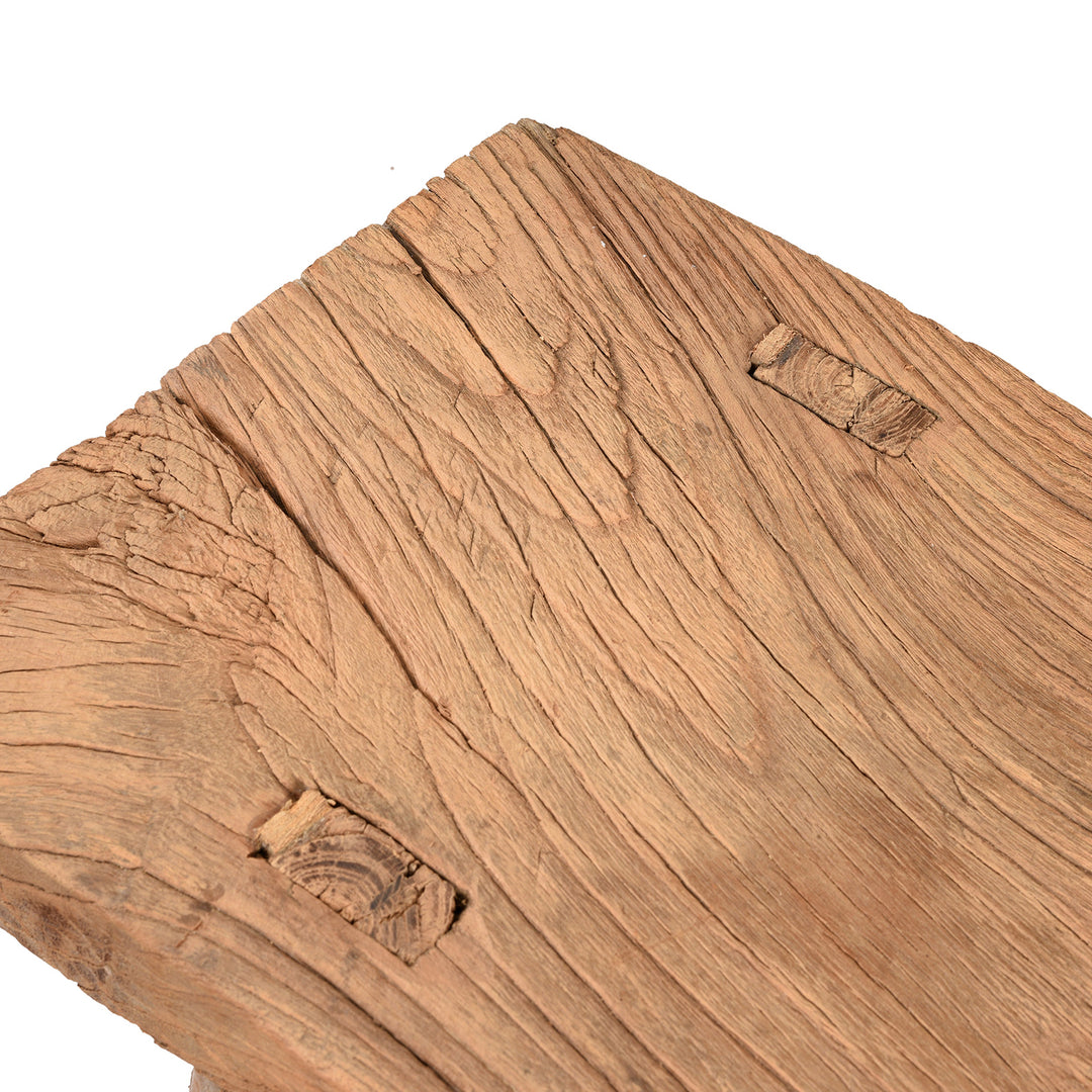 Detailed View Of Wood Joint Of Bleached Elm Farmers Stool - 19th Century