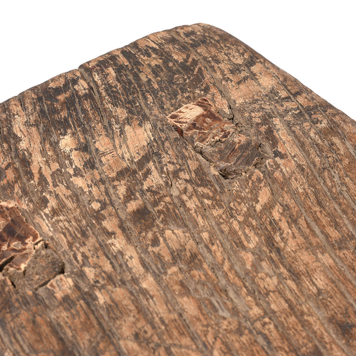 Detail From Rustic Farmhouse Elm Stool | Indigo Antiques 