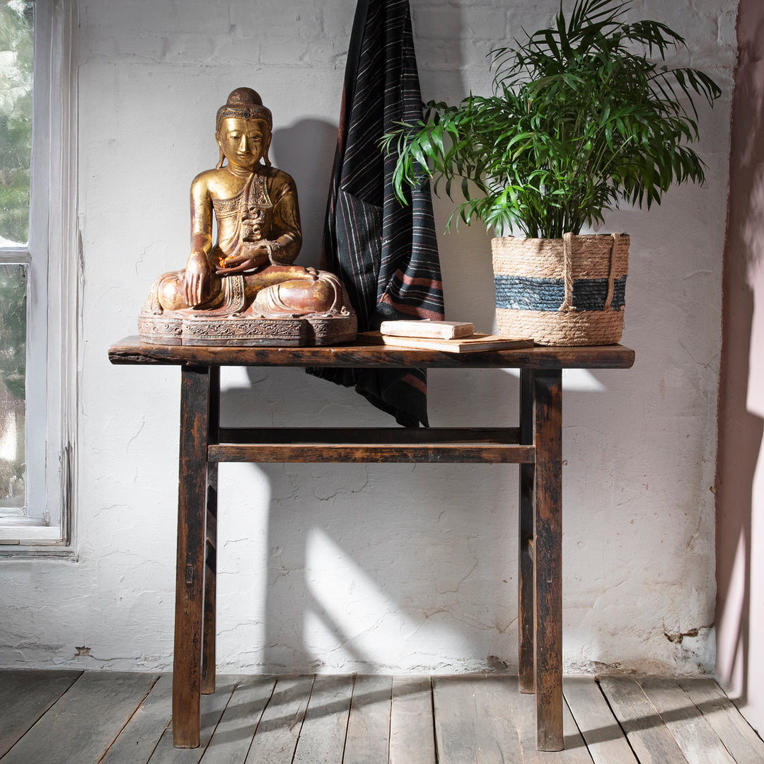 Gilded Teak Burmese Sitting Buddha from Mandalay - 19th Century
