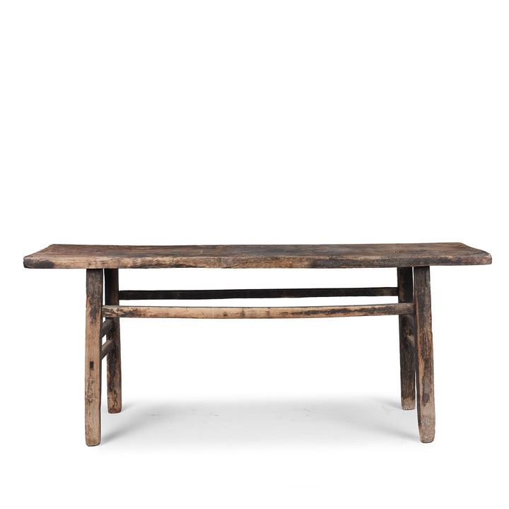 Antique 19th Century Shanxi Elm Altar Table With Bleached Finish And Original Black Lacquer Remnants