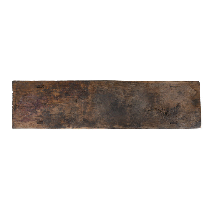 Top Down View Of Antique 19th Century Shanxi Elm Altar Table With Bleached Finish And Original Black Lacquer Remnants