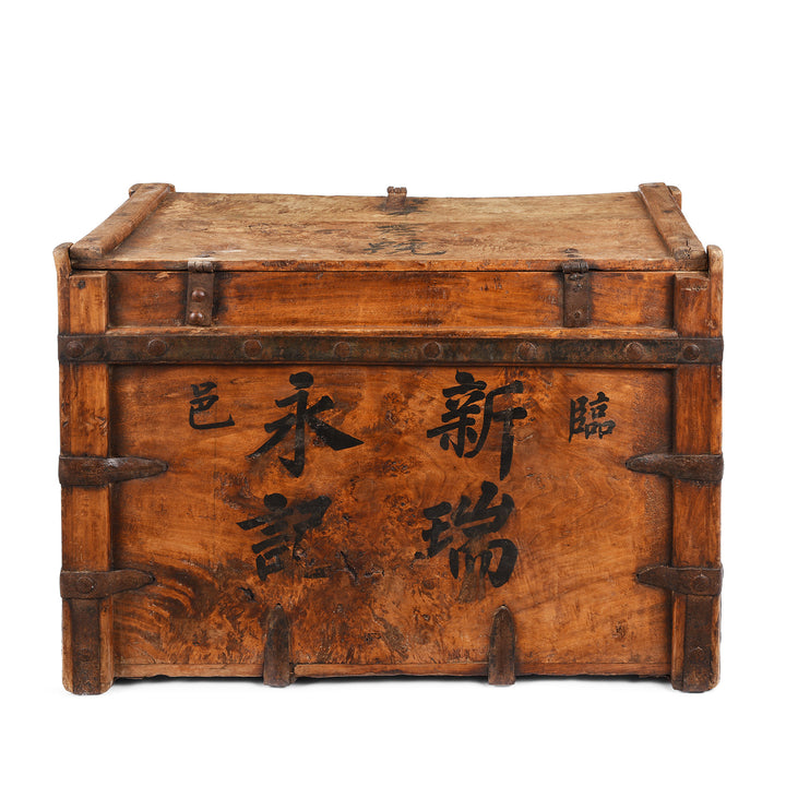 Back Of Nanmu (Fir) Iron Bound Hardware Shop Chest | Indigo Antiques