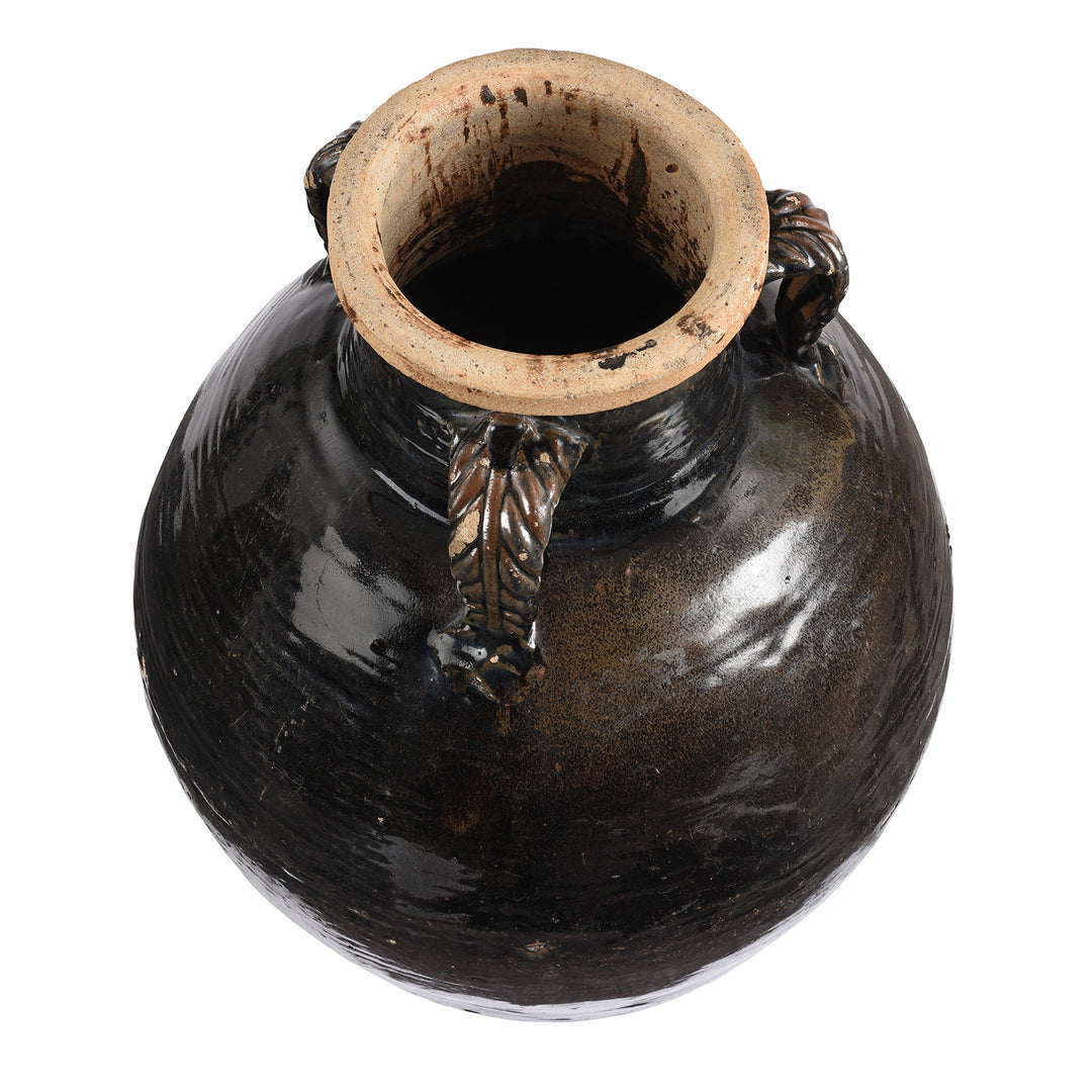 Over View OfBlack Glazed Stoneware Wine Jar From Hebei - 19th Century