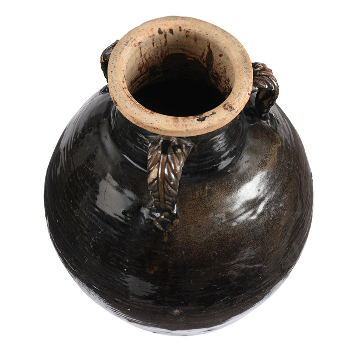 Over View OfBlack Glazed Stoneware Wine Jar From Hebei - 19th Century