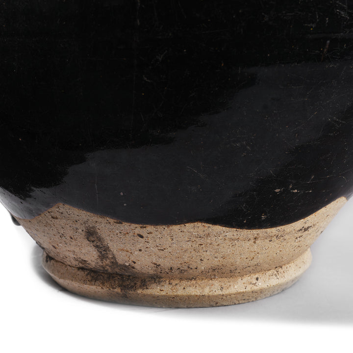 Glaze Detail From Antique Black Glazed Stoneware Cizhou Wine Jar | Indigo Antiques