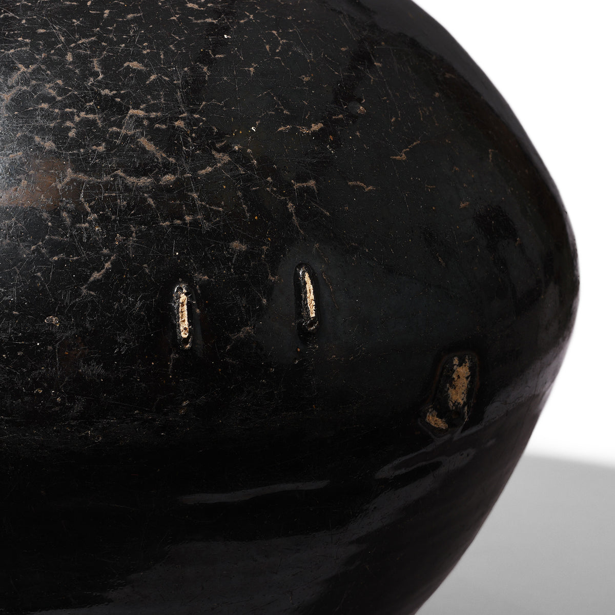 Crackling Detail From Antique Black Glazed Stoneware Cizhou Wine Jar | Indigo Antiques