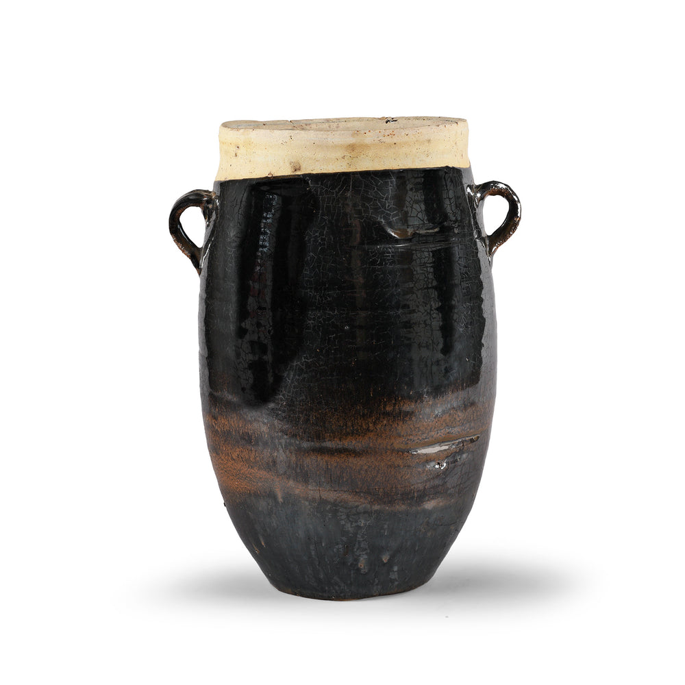 Antique Chinese Iridescent Black Glazed Stoneware Urn | Indigo Antiques