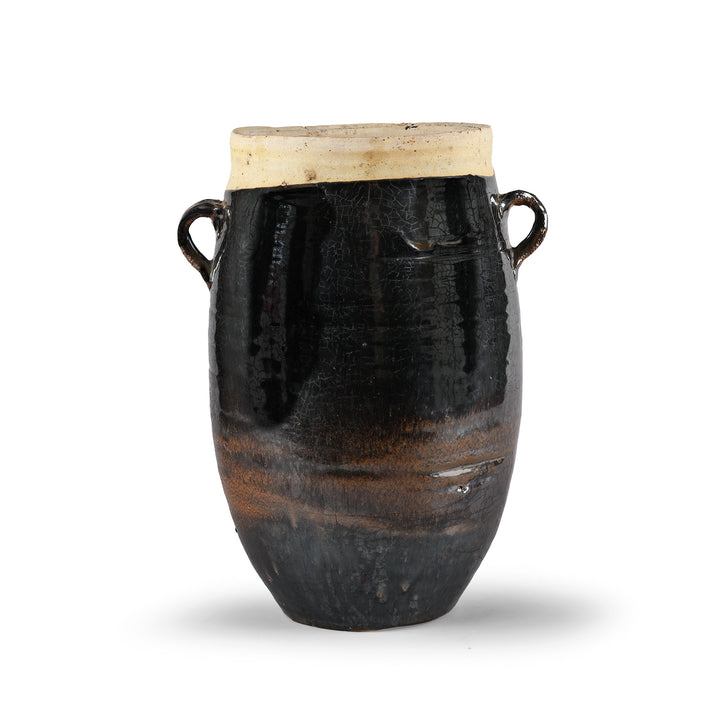 Antique Chinese Iridescent Black Glazed Stoneware Urn | Indigo Antiques