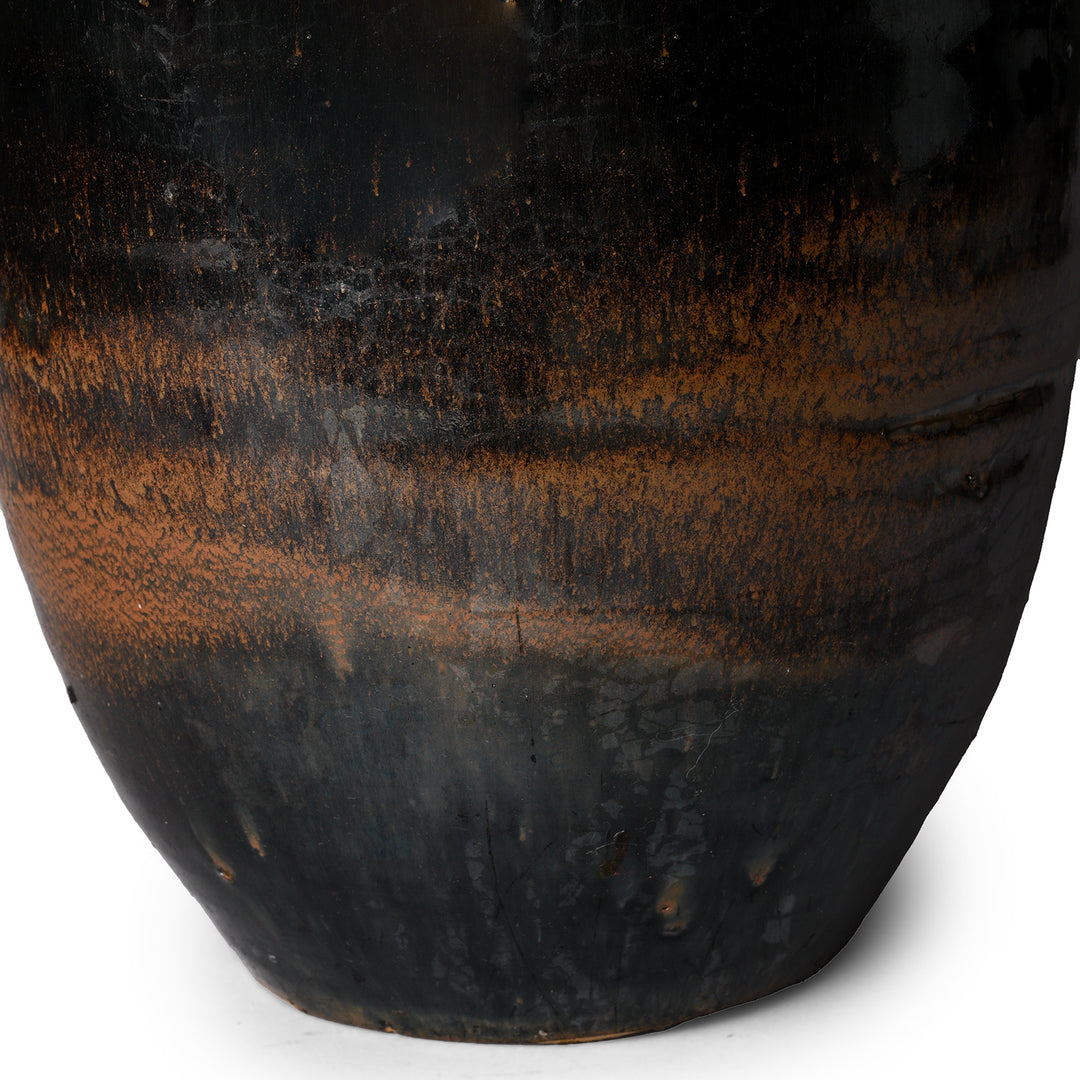 Colour Detail From Antique Black Glazed Stoneware Urn | Indigo Antiques