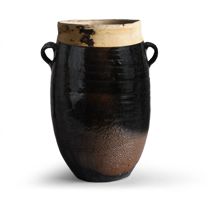 Antique Chinese Iridescent Black Glazed Stoneware Urn | Indigo Antiques
