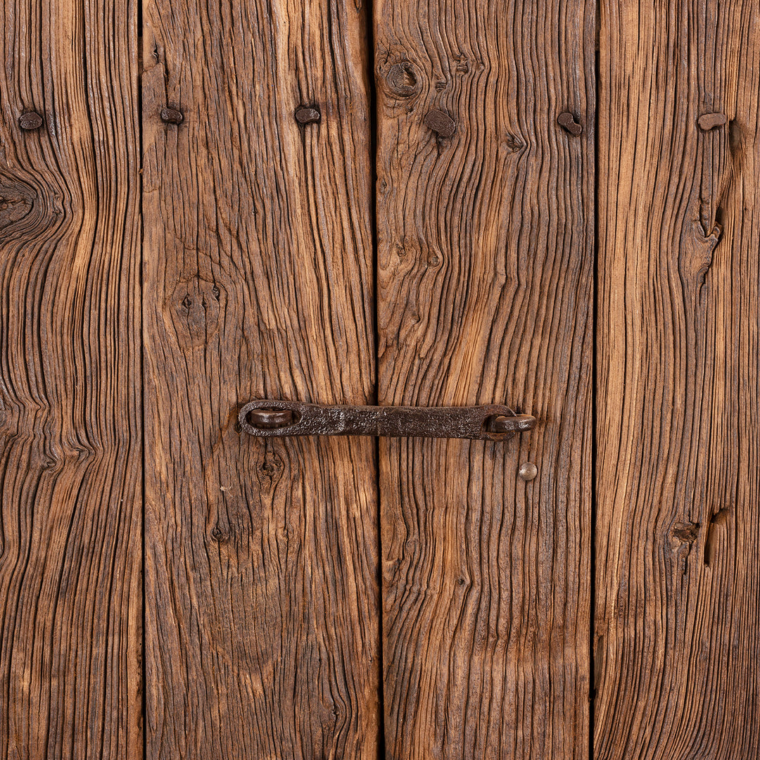 Latch Detail From Antique Chinese iron bound doors crafted from locust wood huaimu | Indigo Antiques