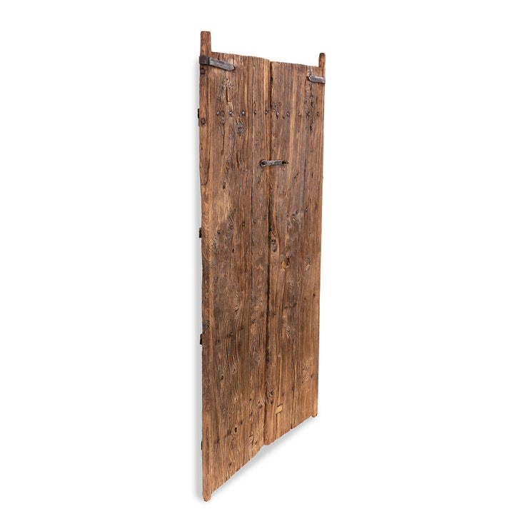 Angled View Showing Depth Of Antique Chinese iron bound doors crafted from locust wood huaimu | Indigo Antiques