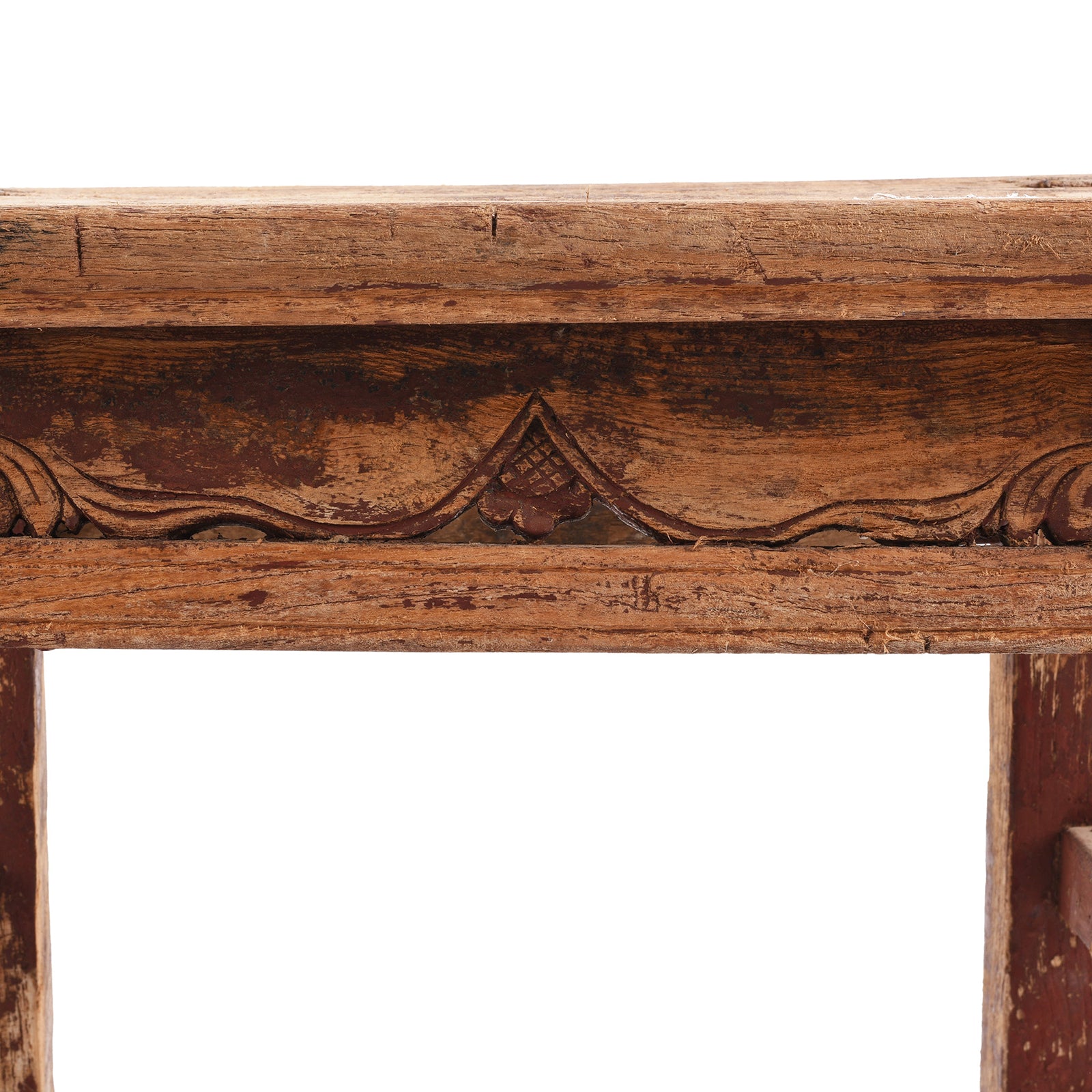 Carving Detail From Antique Chinese Carved Elm Farmers Milking Stool | Indigo Antiques
