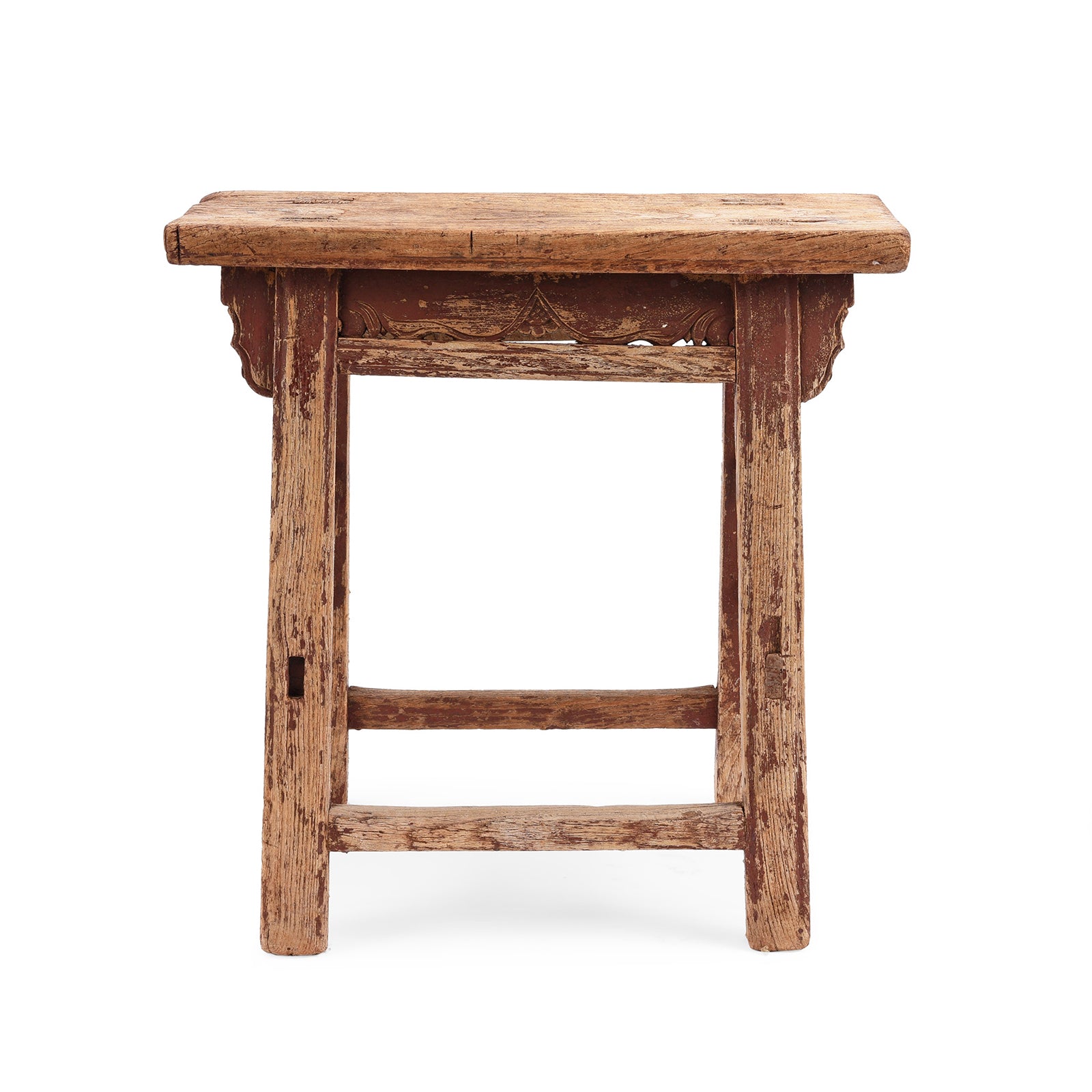 Back Of Antique Chinese Carved Elm Farmers Milking Stool | Indigo Antiques