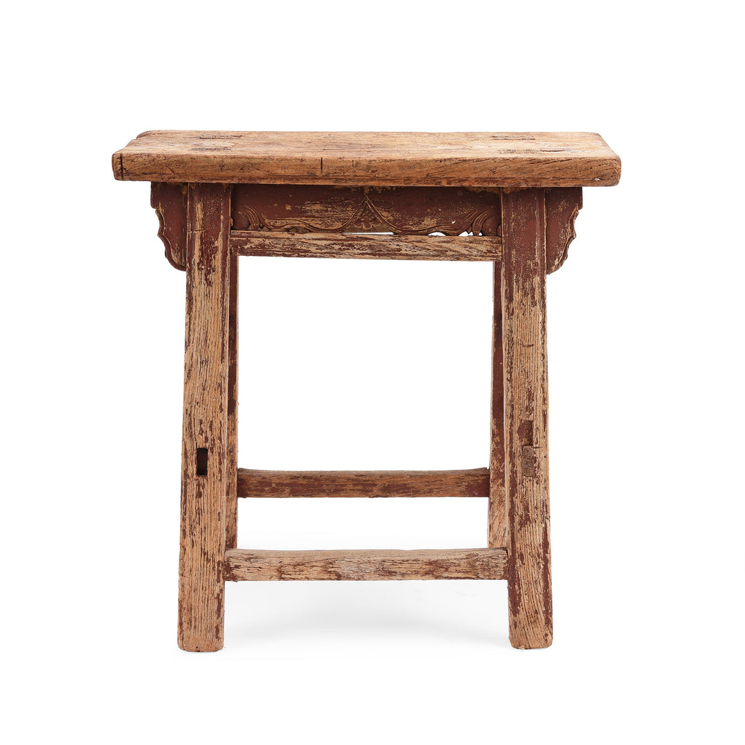 Back Of Antique Chinese Carved Elm Farmers Milking Stool | Indigo Antiques