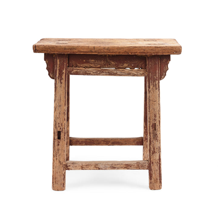 Back Of Antique Chinese Carved Elm Farmers Milking Stool | Indigo Antiques